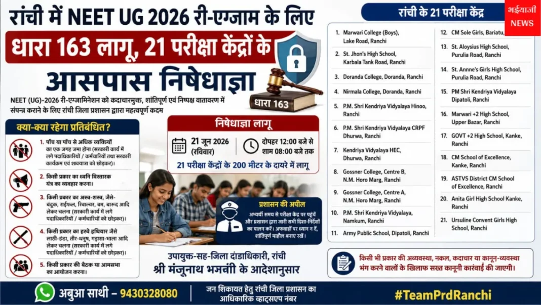 NEET UG 2026 री-एग्जाम रांची : | Jharkhand News | Bhaiyajii News |