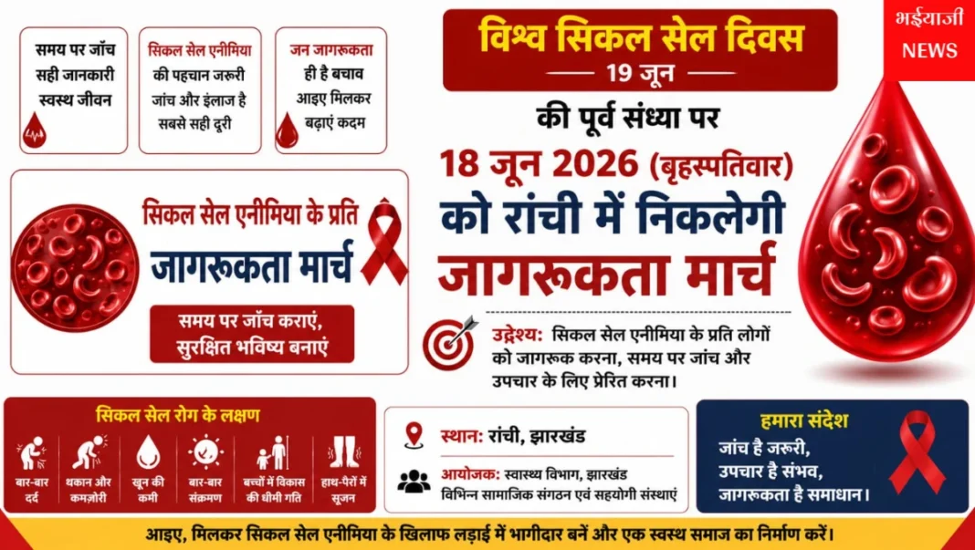 विश्व सिकल सेल दिवस रांची : | Jharkhand News | Bhaiyajii News |