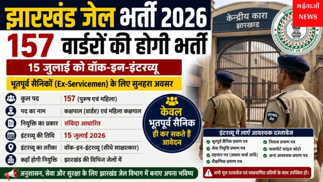 झारखंड जेल वार्डर भर्ती : | Jharkhand News | Bhaiyajii News |