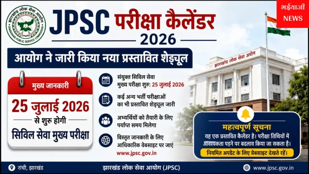 JPSC परीक्षा कैलेंडर 2026 : | Jharkhand News | Bhaiyajii News |