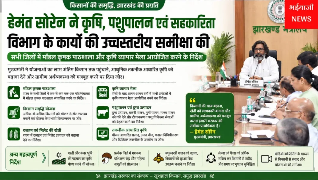 हेमंत सोरेन कृषि समीक्षा बैठक : | Jharkhand News | Bhaiyajii News |