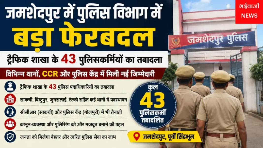 जमशेदपुर पुलिस तबादला : | Jharkhand News | Bhaiyajii News |