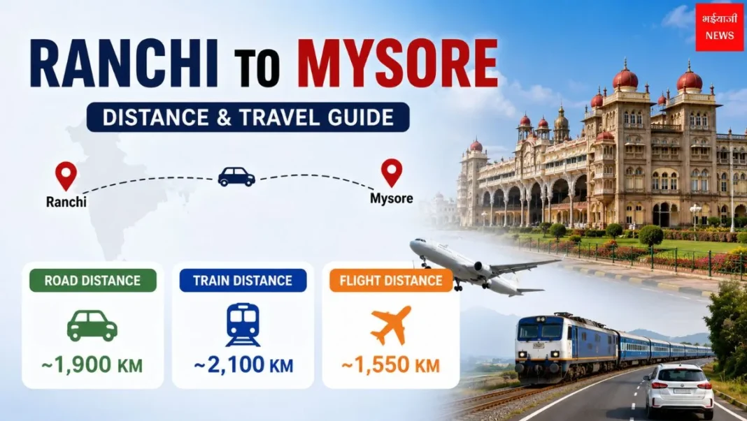 Ranchi to Mysore Distance: सड़क, ट्रेन, फ्लाइट दूरी, समय और पूरी ट्रैवल गाइड (2026) |News |Bhaiyaji News|