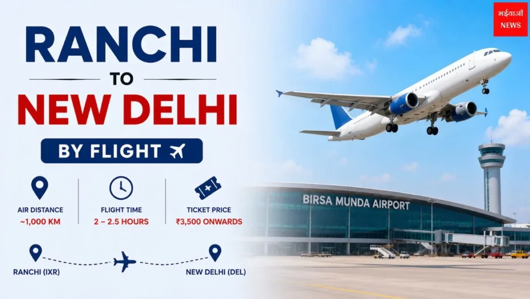 Ranchi to New Delhi by Flight: रांची से दिल्ली फ्लाइट से कैसे जाएँ? समय, किराया और पूरी गाइड (2026) |Jharkhand News | Bhaiyaji News |