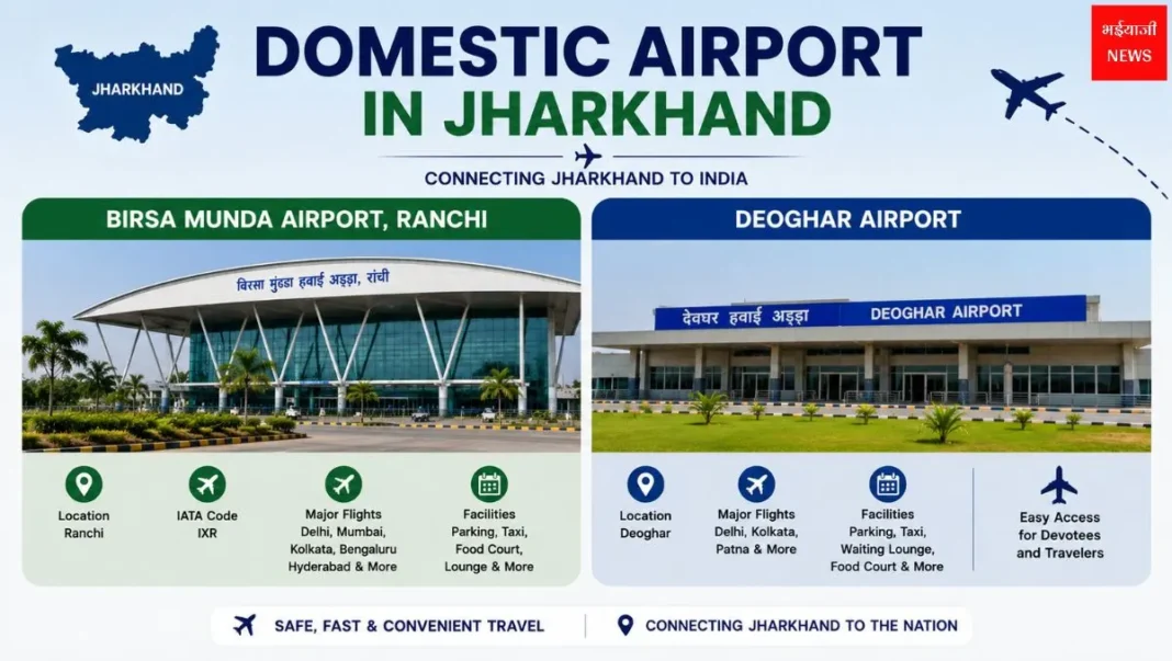 Domestic Airport in Jharkhand: झारखंड के घरेलू हवाई अड्डों की पूरी जानकारी 2026 |Jharkhand News | Bhaiyaji News |