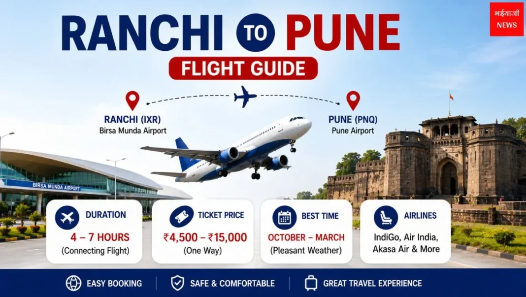 Ranchi to Pune Flight 2026: फ्लाइट टिकट, किराया, समय, एयरलाइंस और बुकिंग गाइड | Jharkhand News | Bhaiyaji News |
