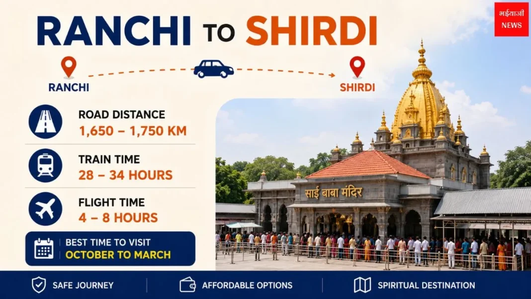 Ranchi to Shirdi Distance 2026: सड़क, ट्रेन, फ्लाइट, किराया और यात्रा की पूरी जानकारी | Jharkhand News | Bhaiyaji News|
